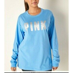 VS PINK CAMPUS TEE SHIRT BLUE XL LONG SLEEVE
